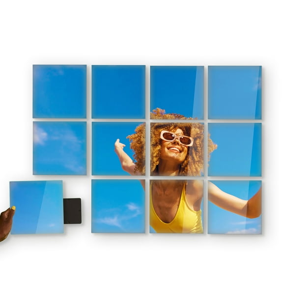 TilePix Nail Free Glass Frame, 12-Piece Split Image