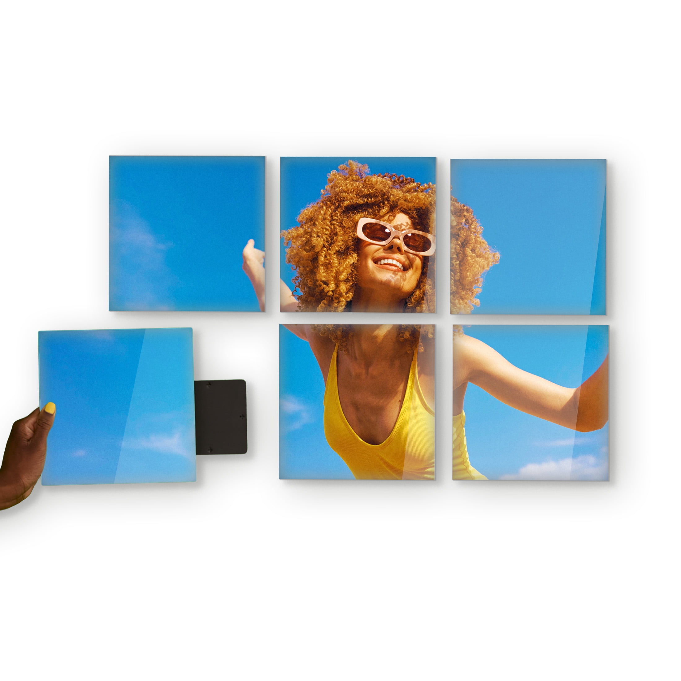 TilePix Nail Free Glass Frame, 6-Piece Split Image