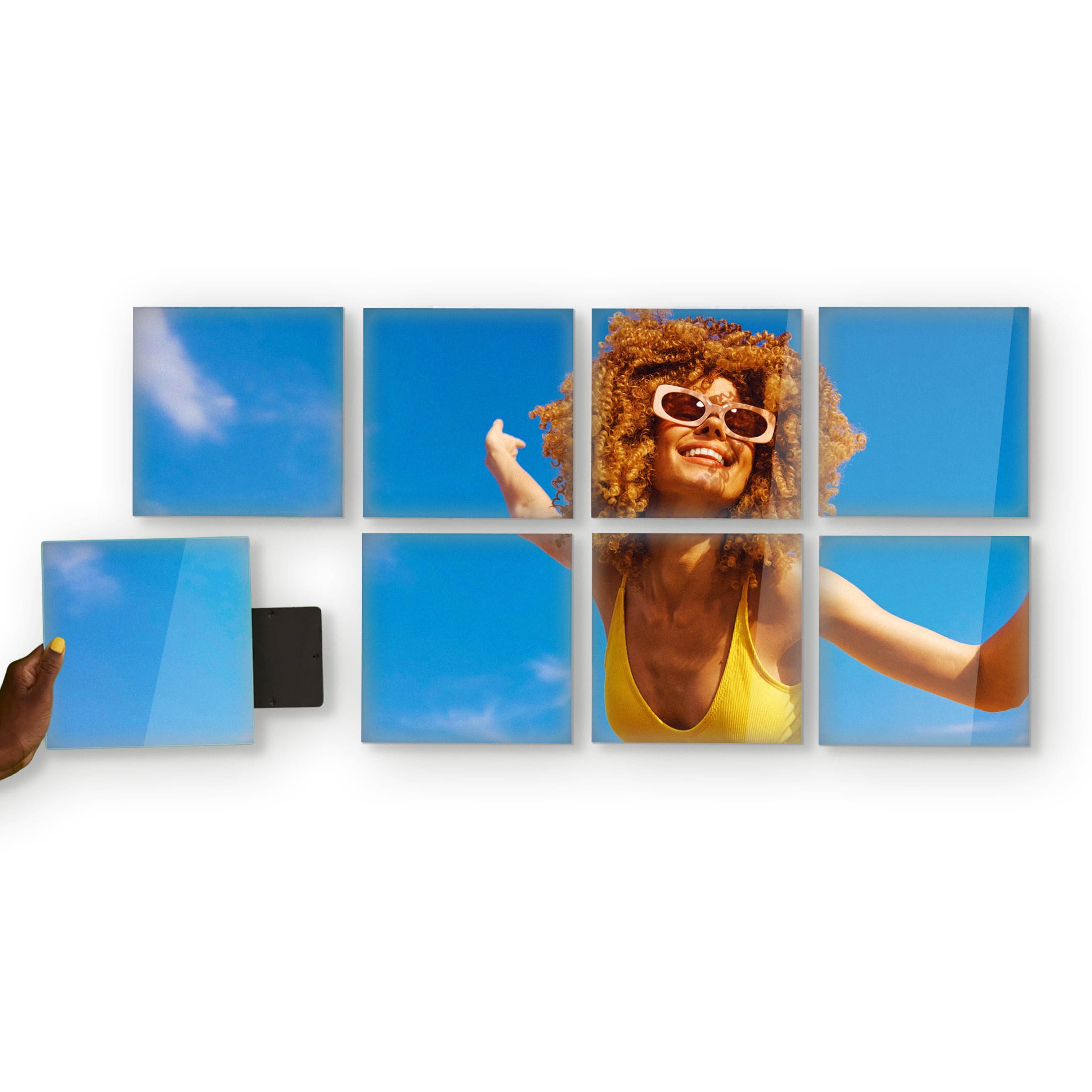 TilePix Nail Free Glass Frame, 8-Piece Split Image