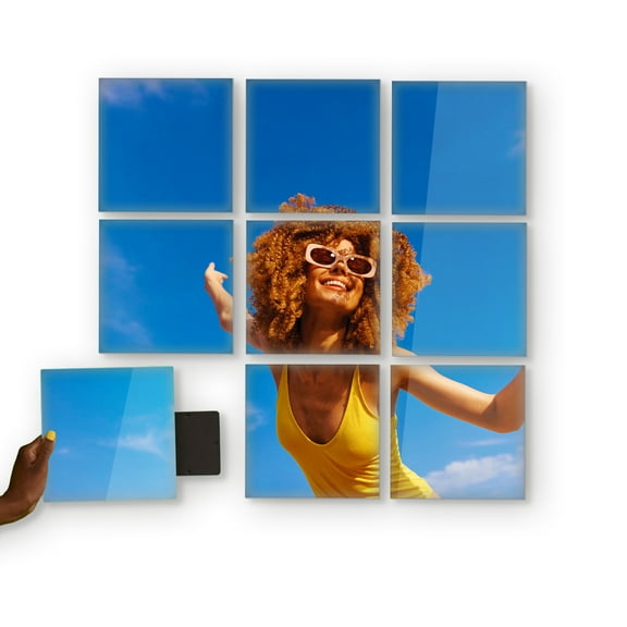 TilePix Nail Free Glass Frame, 9-Piece Split Image