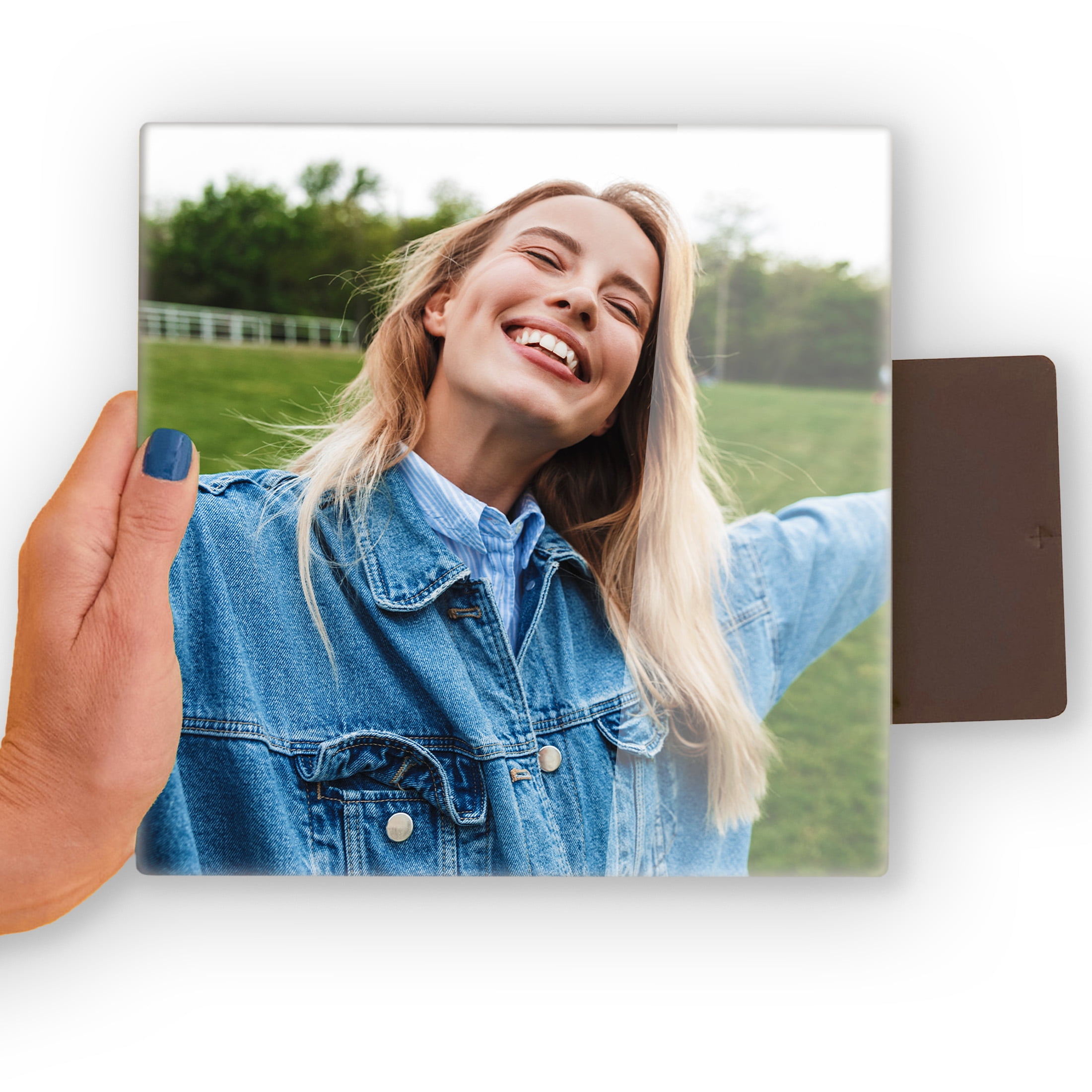 TilePix Glass Premium 8 x 8 Glass Picture Tile - Customizable Magnetic Photo Tile Picture Frame, Nail-Free Hanging Photo Frame