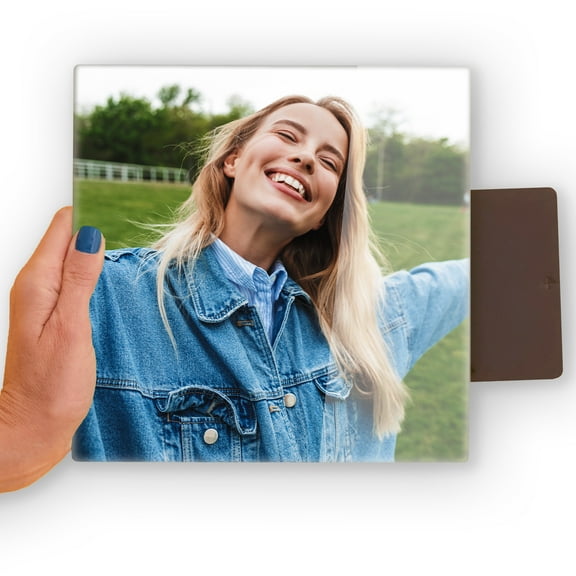 TilePix Glass Premium 8 x 8 Glass Picture Tile - Customizable Magnetic Photo Tile Picture Frame, Nail-Free Hanging Photo Frame