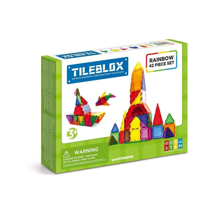 Tileblox Rainbow Multicolor Magnetic Tiles 42 Pieces - Walmart.com