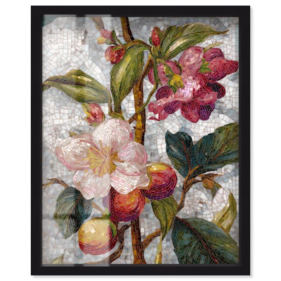 Tiled Garden IV Shadowbox Print Floral Wall Decor by Art Remedy, Black Frame, 16 x 20