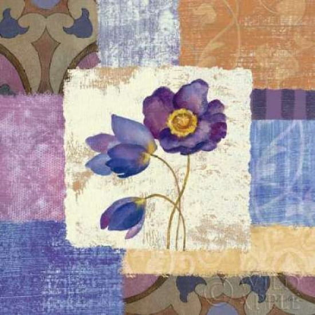 Tiled Poppies I - Purple Canvas Art - Silvia Vassileva (24 x 24)