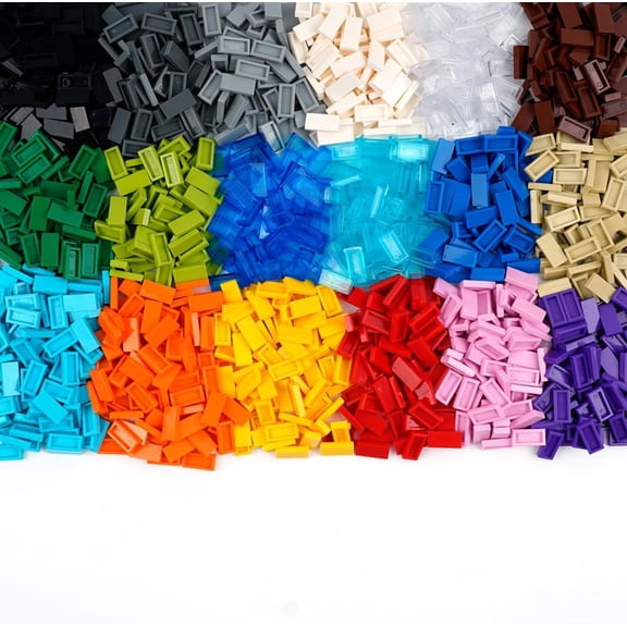 Tiles 1x2 Flat Bricks - 1000pcs Classic Building Blocks Parts and Pieces,Smooth Plate MOC Accessories Bulk Lots Multicolor