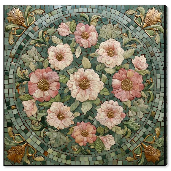 Tilework Tendril I Canvas Print Bathroom Wall Art by Art Remedy, Gallery Wrapped, 12 x 12