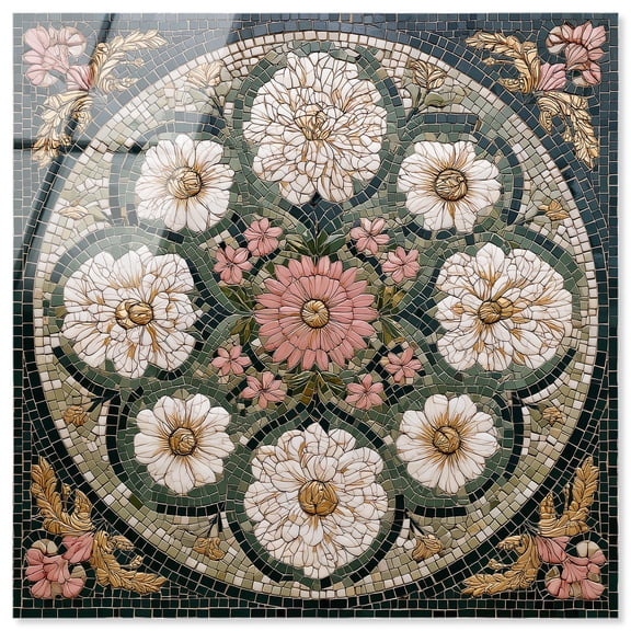 Tilework Tendril II Acrylic Print Bathroom Wall Art by Art Remedy, Ready to Hang, 12 x 12