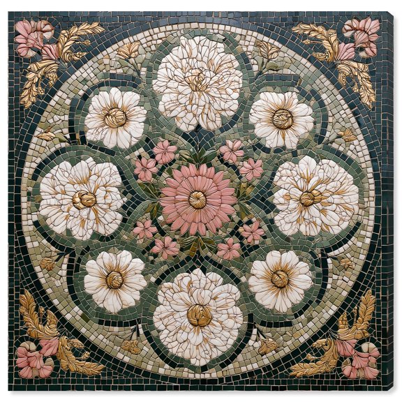 Tilework Tendril II Canvas Print Bathroom Wall Art by Art Remedy, Gallery Wrapped, 12 x 12