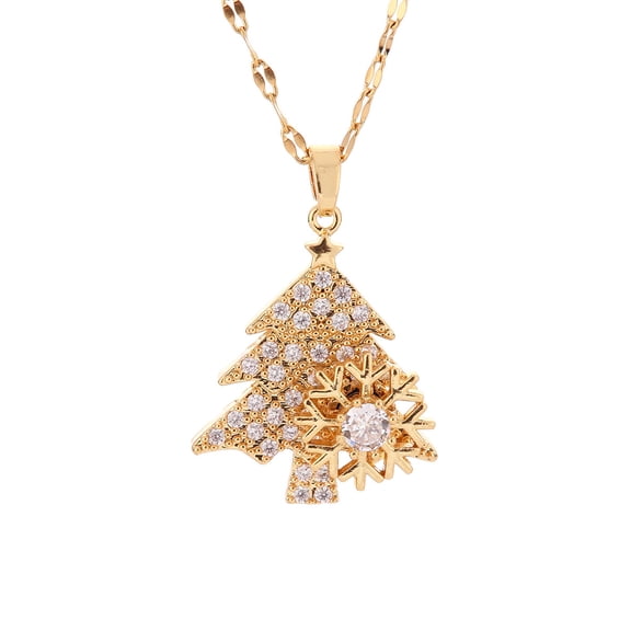 Women's Christmas Necklace - Sparkling Rhinestone Christmas Bell Pendant Necklace - Holiday Jewelry Gift