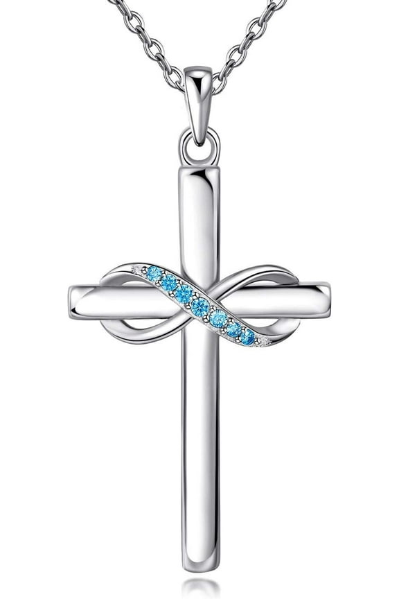 925 Sterling Silver Cross Necklace for Women Infinity Necklace 14K Rose Gold Plated Necklaces for Easter or Mother's Day