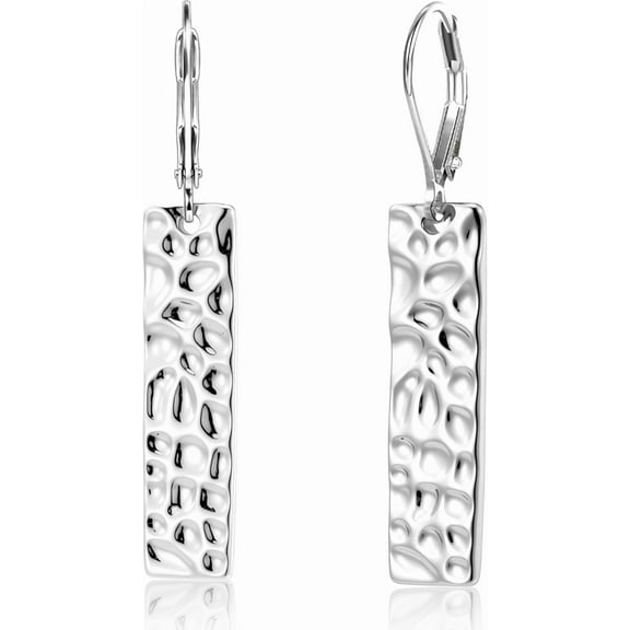 Tilga Dangle Square Bar Earrings, 925 Sterling Silver, 14K Gold Plated