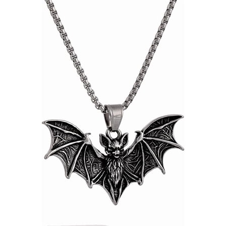 Tilga Bat Necklace for Men - Stainless Steel Vampire Pendant, Gothic Halloween Goth Jewelry‌