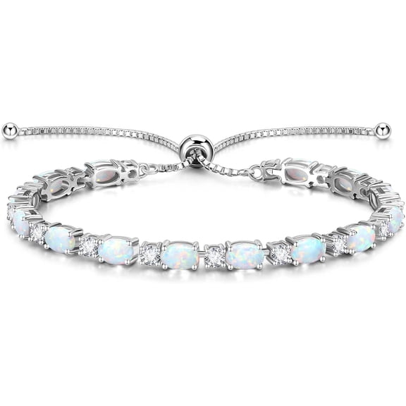 Tilga Birthstone Tennis Bracelets Sterling Silver Bolo Tennis Bracelets Charm Fine Jewelry Birthday Gifts for Women Mom Wife Her