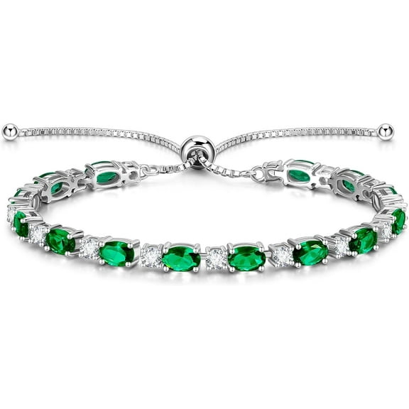 Tilga Birthstone Tennis Bracelets Sterling Silver Bolo Tennis Bracelets Charm Fine Jewelry Birthday Gifts for Women Mom Wife Her