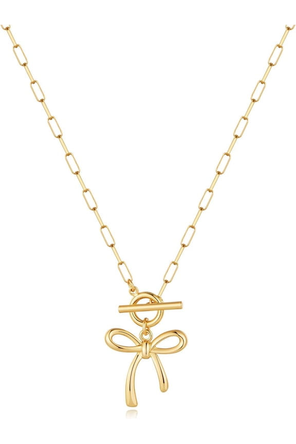 Bow Toggle Necklace for Women Trendy Simple Bow Jewelry