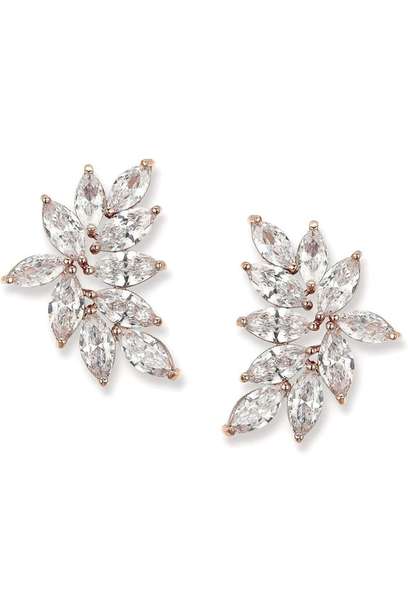 Bridal Wedding Earrings for Brides Bridesmaid, Marquise Cubic Zirconia Rhinestone Cluster Earrings for Women, Prom