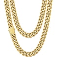 thumbnail image 1 of Tilga Christmas gift, silver/14K gold plated men's necklace, 5mm/7mm/9mm stainless steel Cuban chain necklace, men's necklace length 18-24 inches., 1 of 6