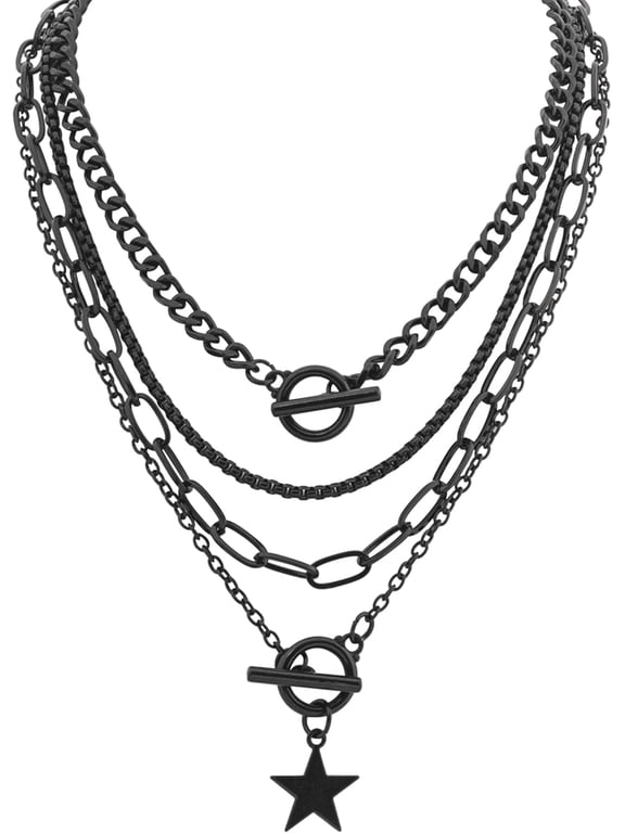 Soleilie Goth Layered Black Star Choker Neckl12o Necklace, Christmas Jewelry Gift for Women