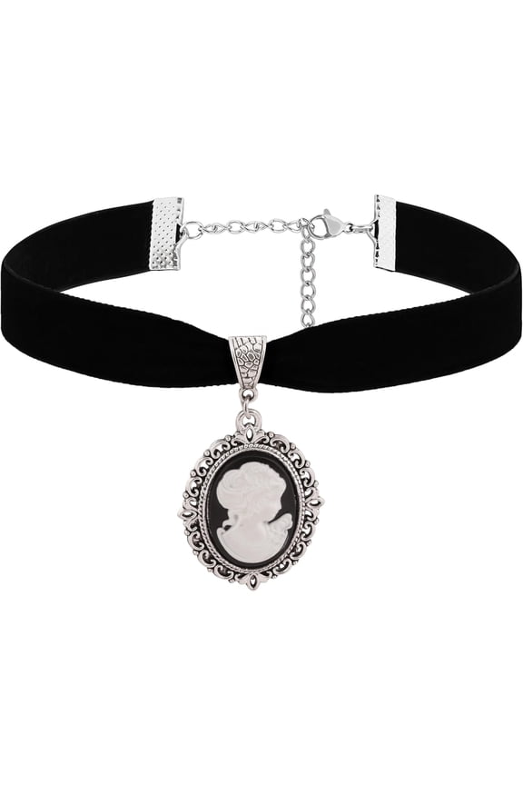 Gothic Black Cameo Victorian Choker, Gothic Vintage Necklace, Goth Jewelry, Christmas Jewelry Gift for WomenBlack Choker