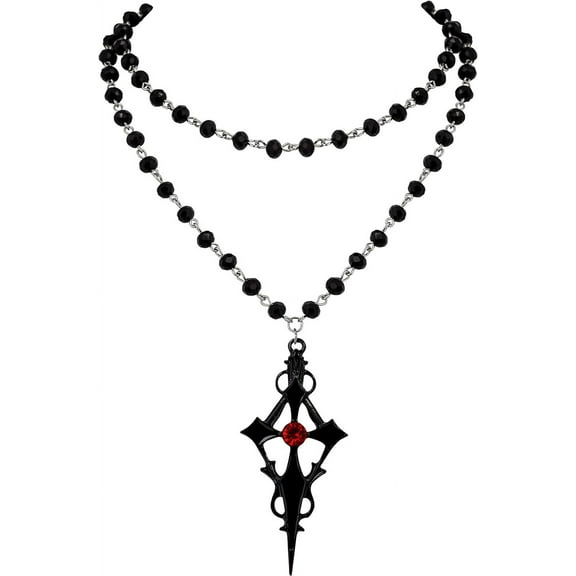 Tilga Gothic Black Cross Necklace, Layered Cross Necklace, Halloween Christmas New Year Jewelry Gift For Women