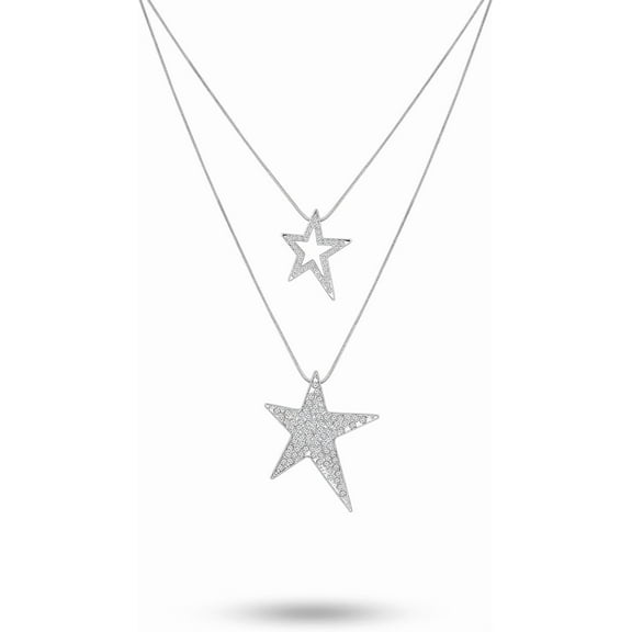 Tilga Gothic Grunge Y2k Aesthetic Layered Rhinestone Star Necklace, Y2k Emo Grunge Necklace, Christmas Jewelry Gift for Women