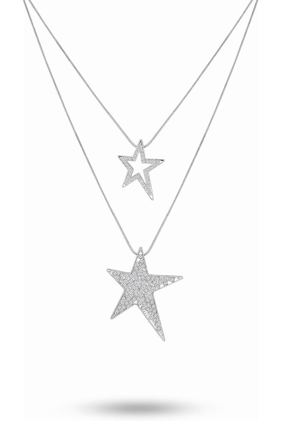 Gothic Grunge Y2k Aesthetic Layered Rhinestone Star Necklace, Y2k Emo Grunge Necklace, Christmas Jewelry Gift for Women