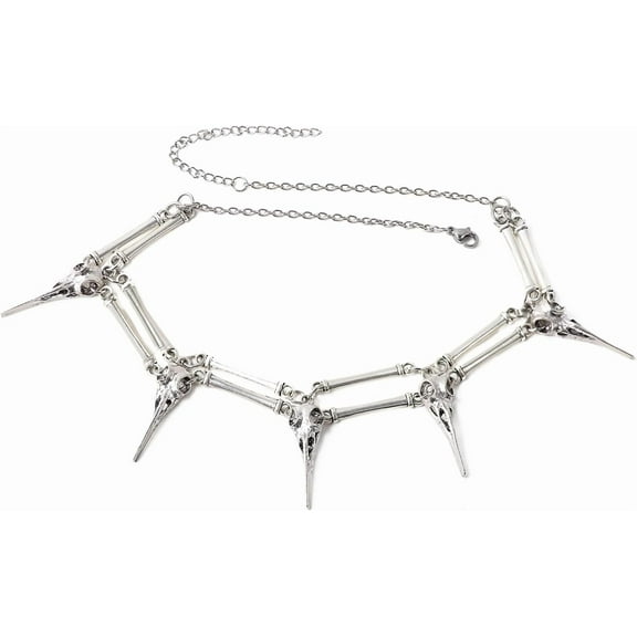 Tilga Gothic Skull Skeleton Choker Necklace, Zinc Alloy Skull Pendant, Goth Halloween Jewelry Gift for Women, Men