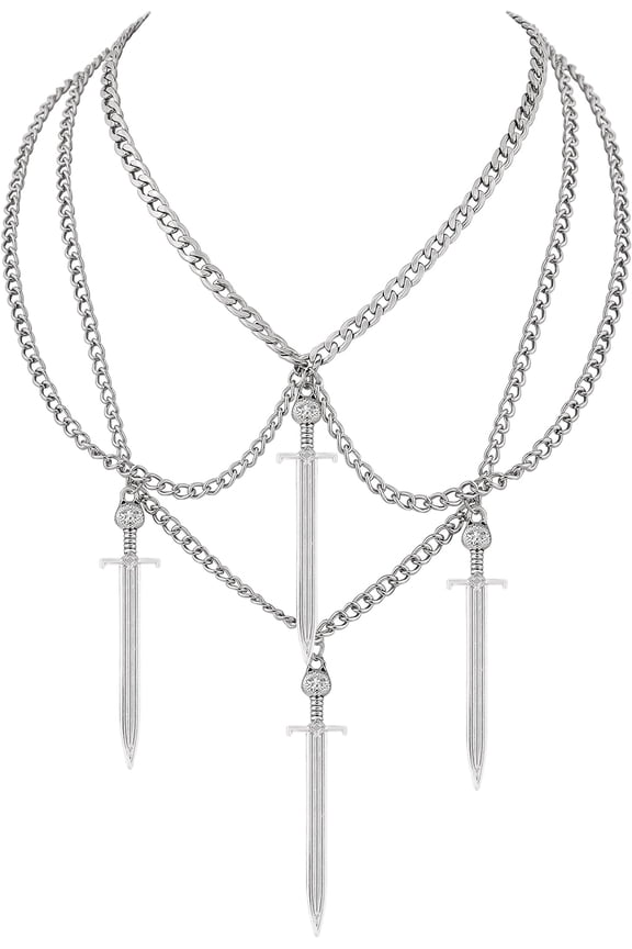 Grunge Skull Dagger Sword Necklace, Gothic Emo Grunge Necklace, Halloween Christmas Jewelry Gift For Women