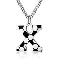 Tilga Initial A-Z Letter Soccer Necklace for Men - Charm Pendant With Stainless Steel Silver Chain 22inch - Personalized Gift