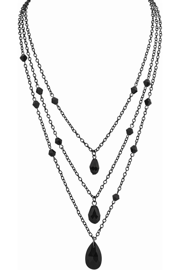 Layered Black Red Teardrop Choker Necklace, Gothic Emo Punk Grunge Necklace, Goth Jewelry, Christmas Jewelry Gift for Women