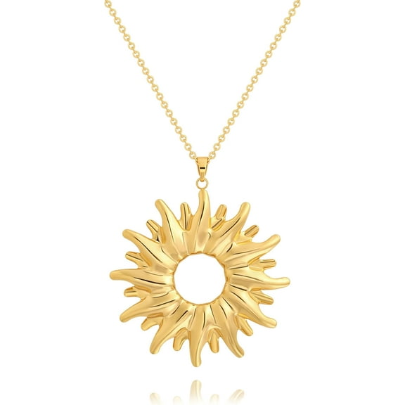 Tilga Long Disc Pendant Necklace for Women 18K Gold Plated Sweater Chain Fashion Jewelry