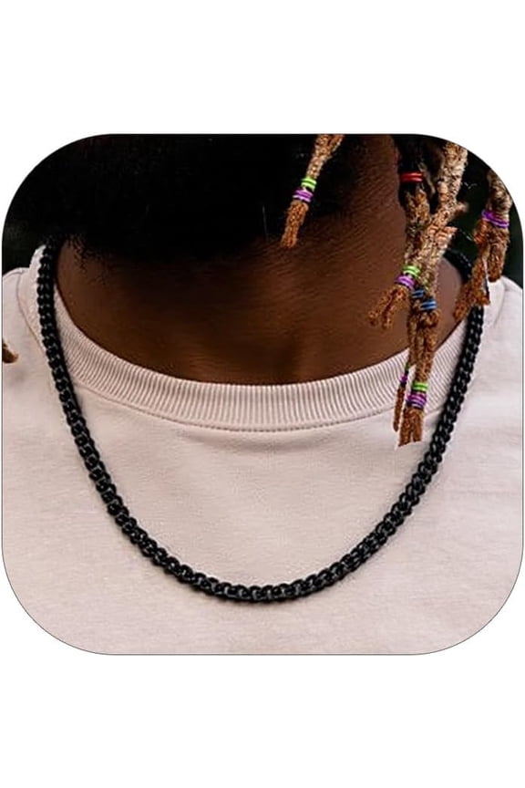 Miami Cuban Link Chain Necklace for Men, 4.8mm/6mm/10mm/14mm Width, 14K Gold Plated/Stainless Steel/Black Mens Chunky Hip Hop Necklace Curb Chains, 14"-30" Length, Come Gift Box