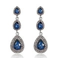 thumbnail image 1 of Tilga Old Fashion Teardrop Black Earrings with Blue Crystal for Women Wedding Bridal Dangle Drop Jewelry Prom Special Occasion Party (Blue), 1 of 4