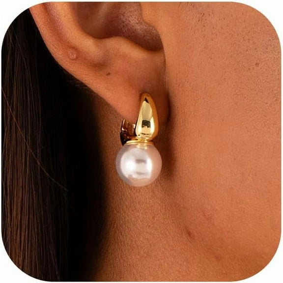 Tilga Pearl Earrings for Women, Dainty 14K Gold Plated/Silver Plated Drop Quality Handpicked AAA+ Freshwater Cultured Round Pearls Dangle Earrings Wedding Jewelry for Women Gifts