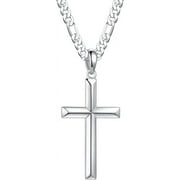 TILGA S925 Sterling Silver Cross Pendant Cross Necklace for Men, Mens Cross Necklace 18K Gold Plated Silver Black Figaro Chain Necklace for Men Women 16 18 20 22 24 Inch Cross Necklace