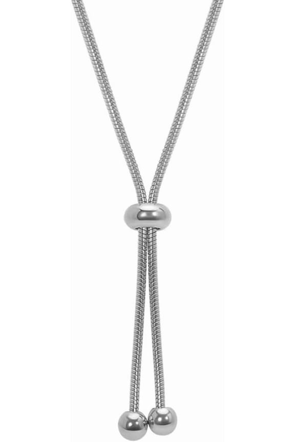 Stainless Steel Beaded Adjustable Long Tassel Dress Sweater Chain Necklace