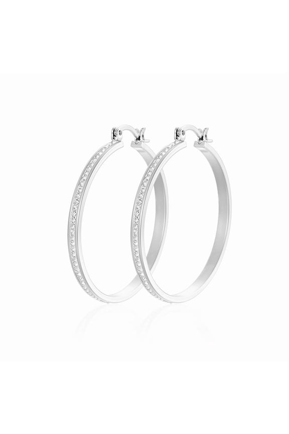Sterling Silver/Gold Plated Zircon Hoop Earrings, Women's Large Silver Hoop Earrings, Lightweight Large Hoop Earrings, Hypoallergenic Thin Hoop Earrings, Suitable for Women 30-70mm