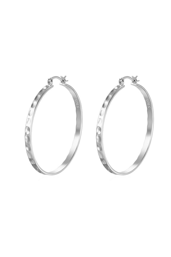 Sterling Silver/Gold Plated Zircon Hoop Earrings, Women's Large Silver Hoop Earrings, Lightweight Large Hoop Earrings, Hypoallergenic Thin Hoop Earrings, Suitable for Women 30-70mm