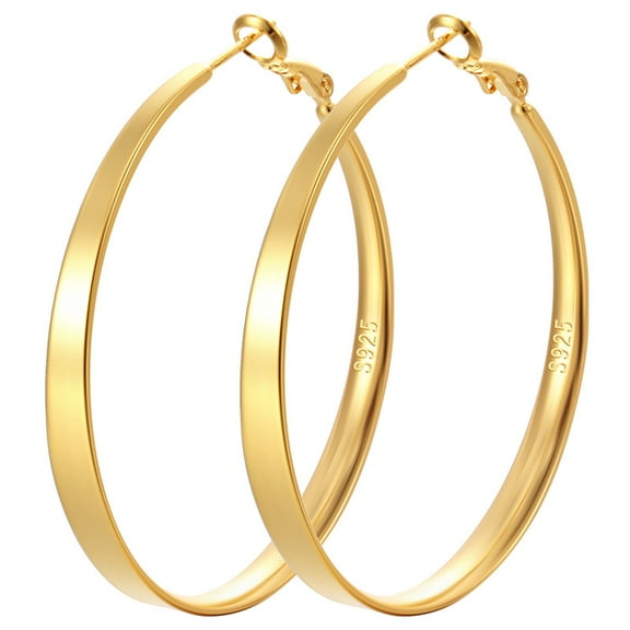Tilga Sterling Silver/Gold plated Hoop Earrings Large Silver Hoop Earrings for Women Lightweight Big Hoops Earring Hypoallergenic Thin Hoops Earring for Women 30/40/50/60/70MM