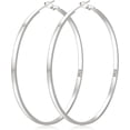 thumbnail image 1 of Tilga Sterling Silver Hoop Earrings Large Silver Hoop Earrings for Women Lightweight Big Hoops Earring Hypoallergenic Thin Hoops Earring for Women 30/40/50/60/65/70MM, 1 of 6
