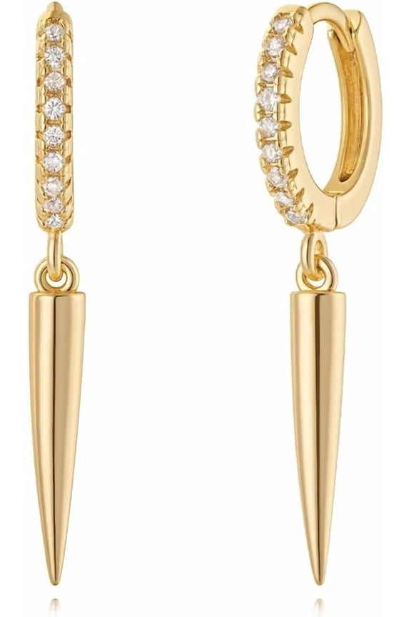 Women Earrings Gold Huggie Hoop Dangle Drop 14K Gold Plated Small Simple Hypoallergenic Everyday Jewelry