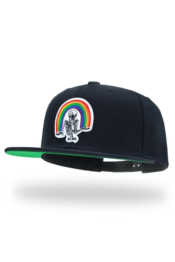 Rainbow Skull Black Snapback Hats for Men Women Adjustable Dad Wool Baseball Caps
