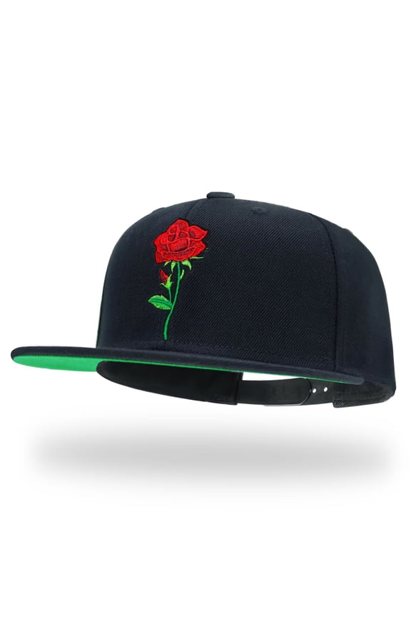 Rose Black Snapback Hats for Men Women Adjustable Dad Wool Baseball Caps
