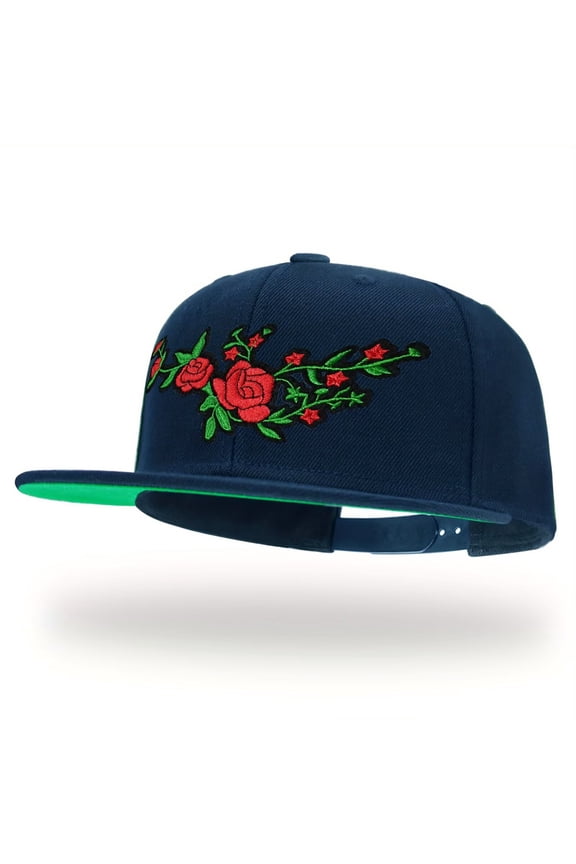 Rose Navy Snapback Hats for Men Women Adjustable Dad Wool Baseball Caps