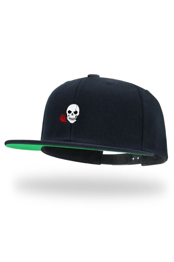 Skull Pin Black Snapback Hats for Men Women Adjustable Dad Wool Baseball Caps