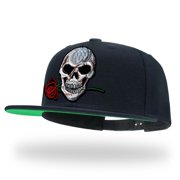 Tilgomedal Skull Rose Black Snapback Hats for Men Women Adjustable Dad Wool Baseball Caps