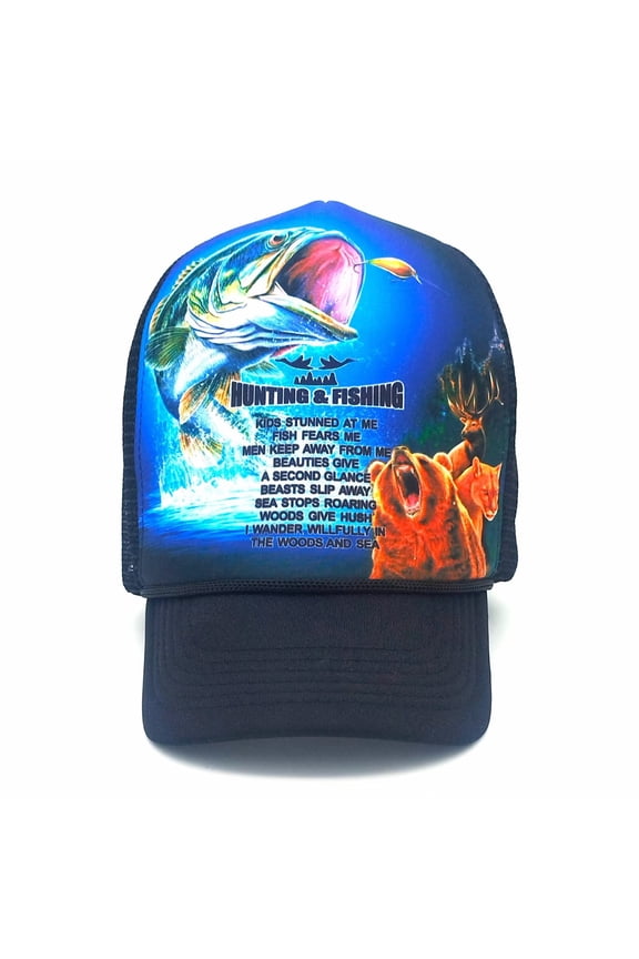 Trucker Mesh Snapback Hat for Men, 10 Inches Super Height，Outdoor Sports, Fishing, And Hunting，fish Killers and cool tools fish