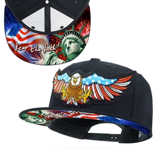 Patriotic Polyester Black Flag Adjustable Snapback Hat  display picture 3