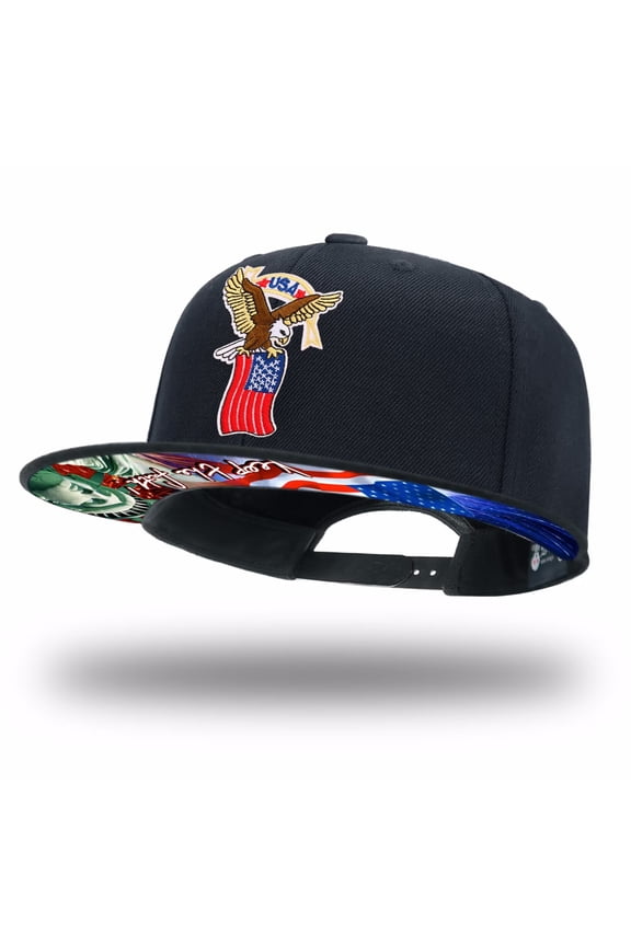 USA Flag Eagle Black Snapback Hats for Men Women Adjustable Dad Wool Baseball Caps